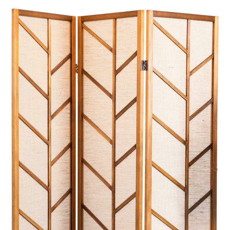 Gracie Oaks Mandloi 52'' W x 70.25'' H 3 Panel Solid Wood Folding